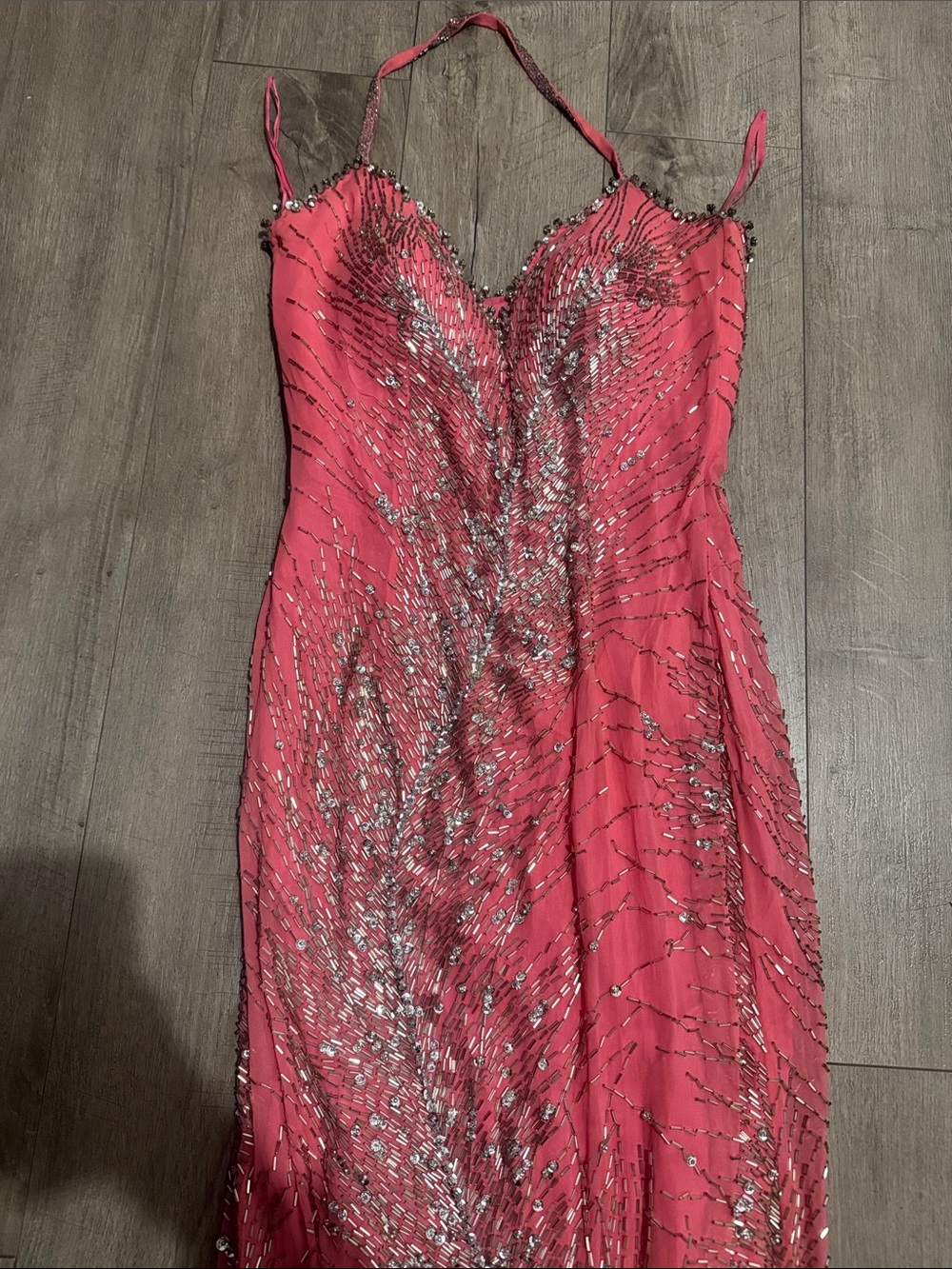 Niteline Hot Pink Beaded Maxi Gown